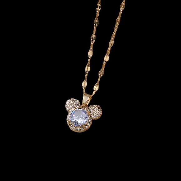 Disney Mickey Ears Diamond Gold Toned Necklace - Picture 3 of 3